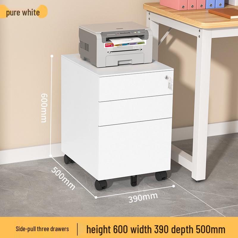 Mobile Filing Cabinet with Three Lockable Drawers for Under Desk Office Storage