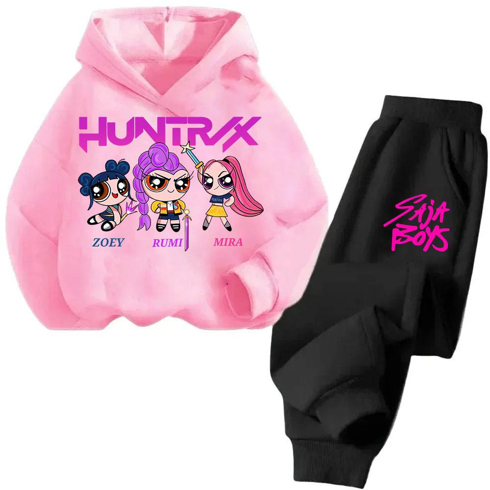Kpop Hexenjagd Cartoon Mode Jungen Mädchen Lässig Locker Bedruckt Warm Bequemes Hoodie Hosen Set