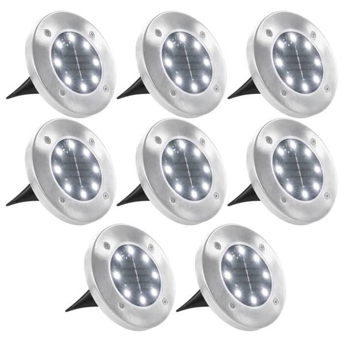 VidaXL 8x Lampe Solaire de Sol Lumières LED Blanc Luminaire Éclairage Jardin 44416