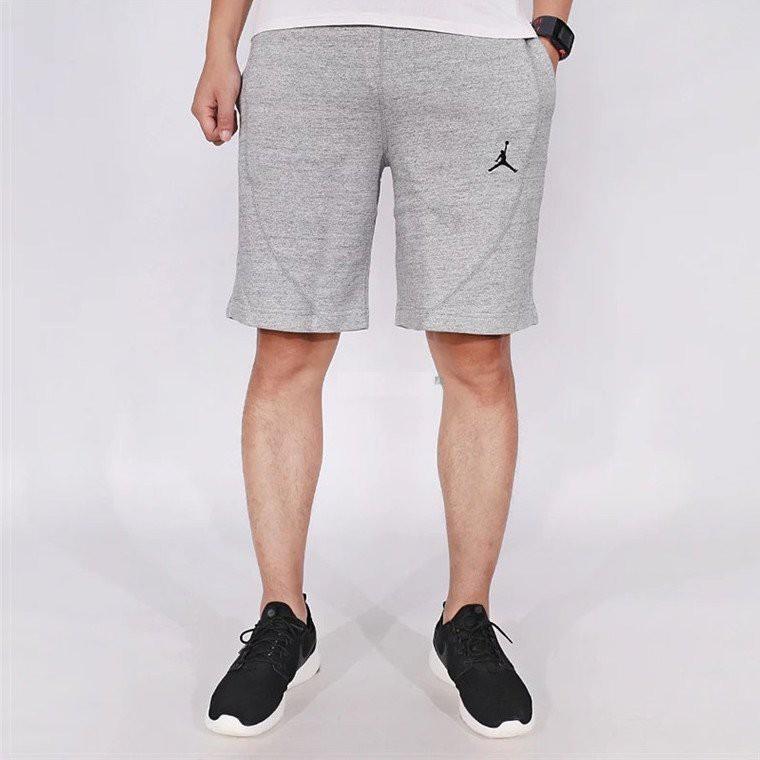 Jordan Solid-Color Drawstring Straight-Leg Sports Shorts Men Bottoms Gray 884279-010