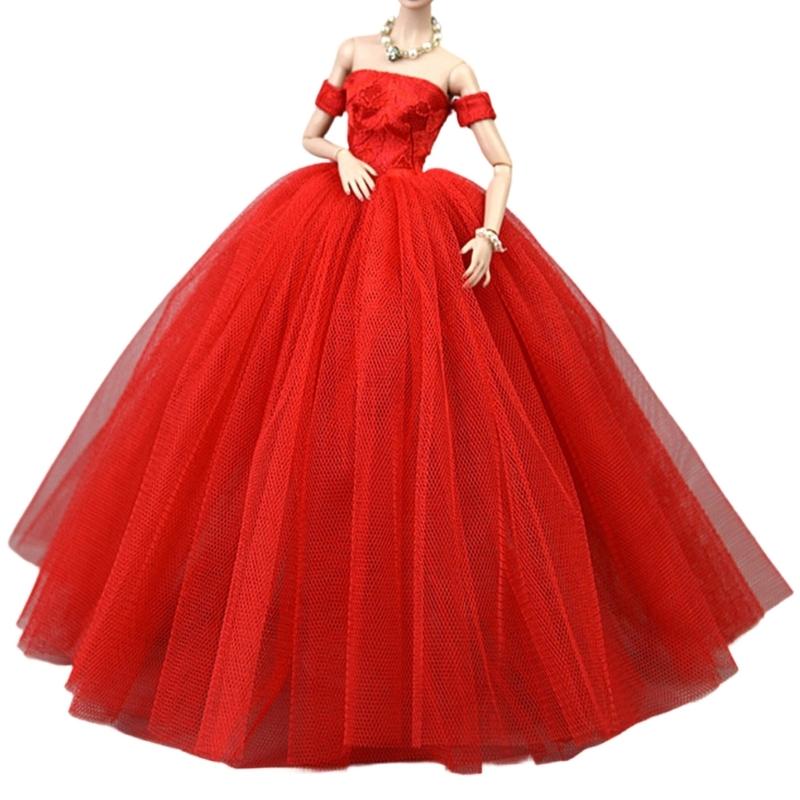 Robe bouffante élégante à manches pour poupées de 6 pouces Vêtements Robe de mariée avec coutures détaillées Pour exposition et collection