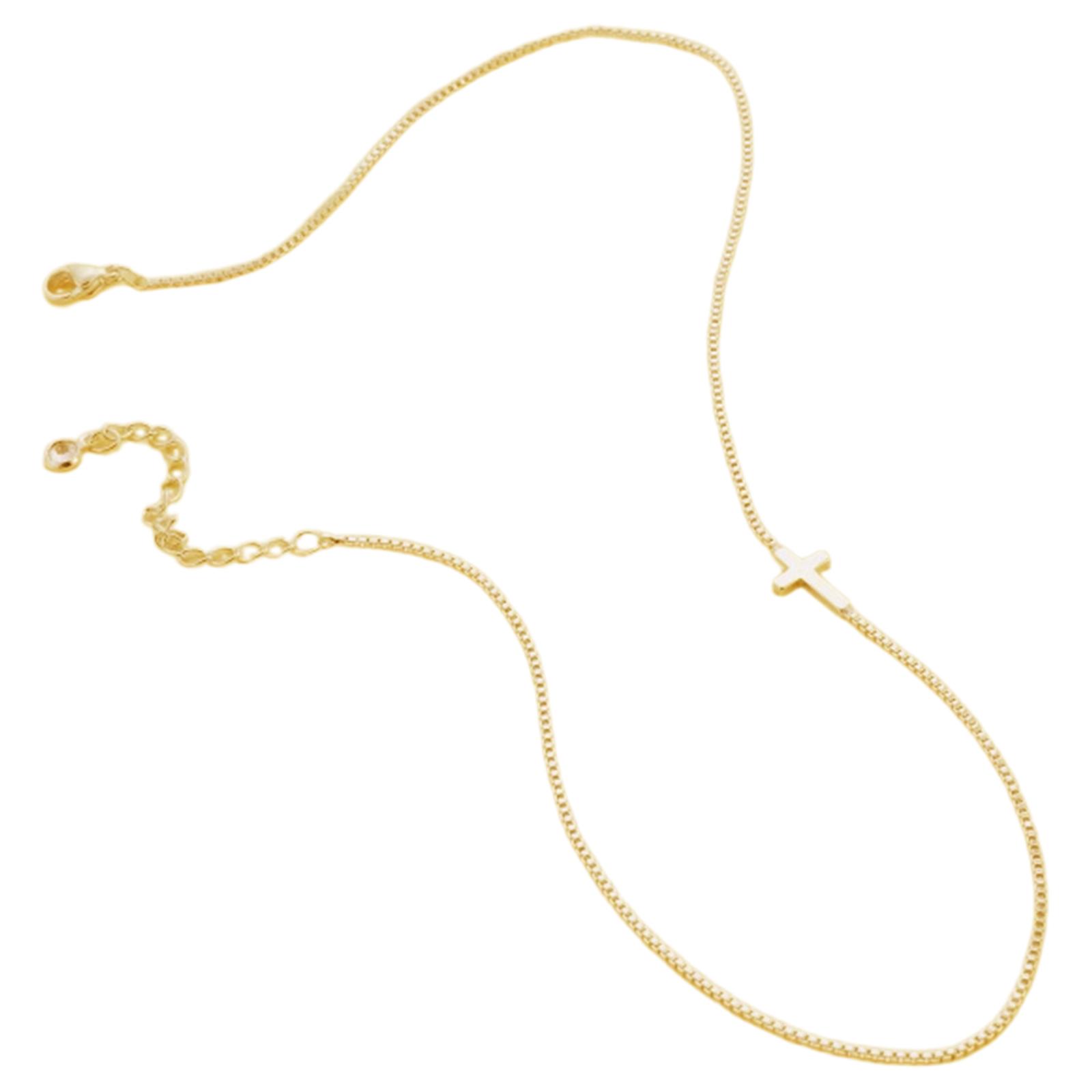 Cute Simple Small Necklaces 14K Gold Plated Cross Pendant Necklace Cross Necklace for Women Gift золотой