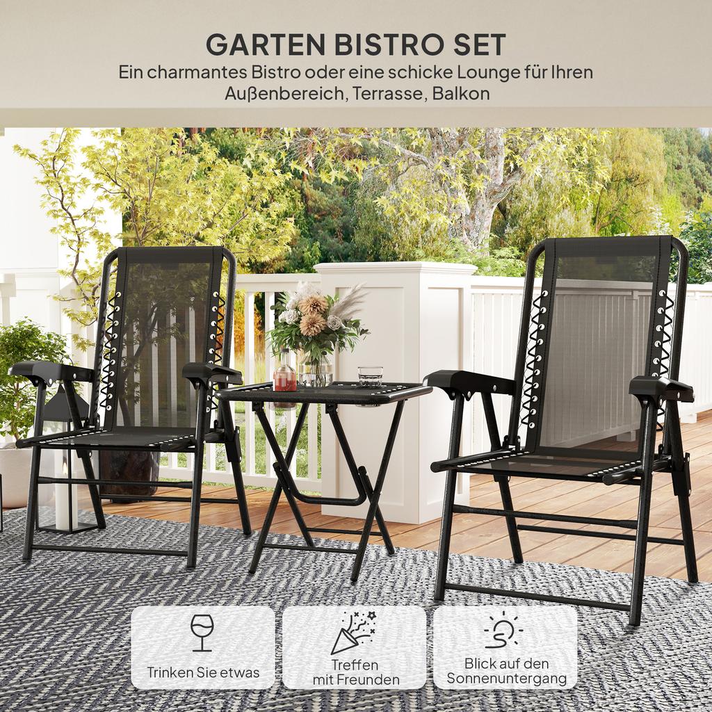 Three-Piece Garden Table and Chair Set - Black