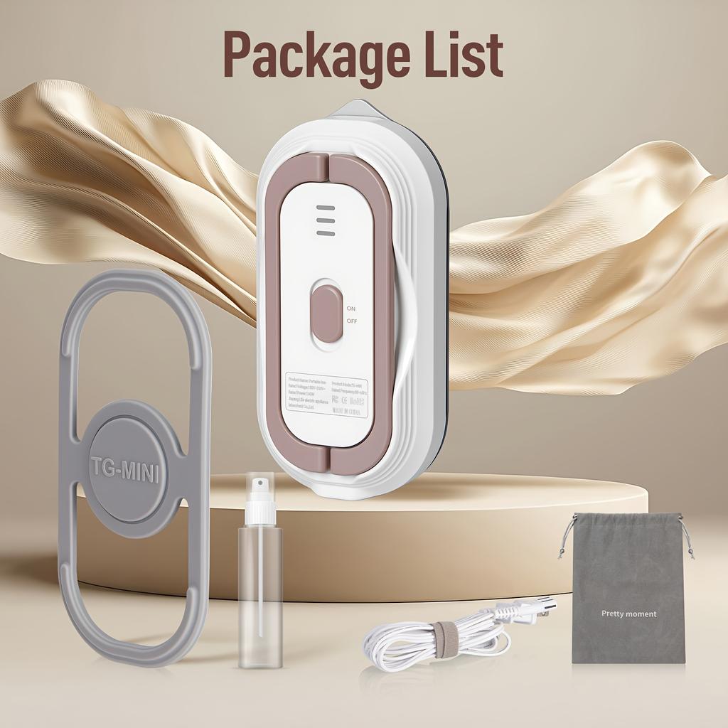 Portable Handheld Iron, Mini Dry Iron for Clothes No Steam, 10s Heat Time, Auto Adaptive 100-230V Voltage, Non Stick Soleplate, 272.16g