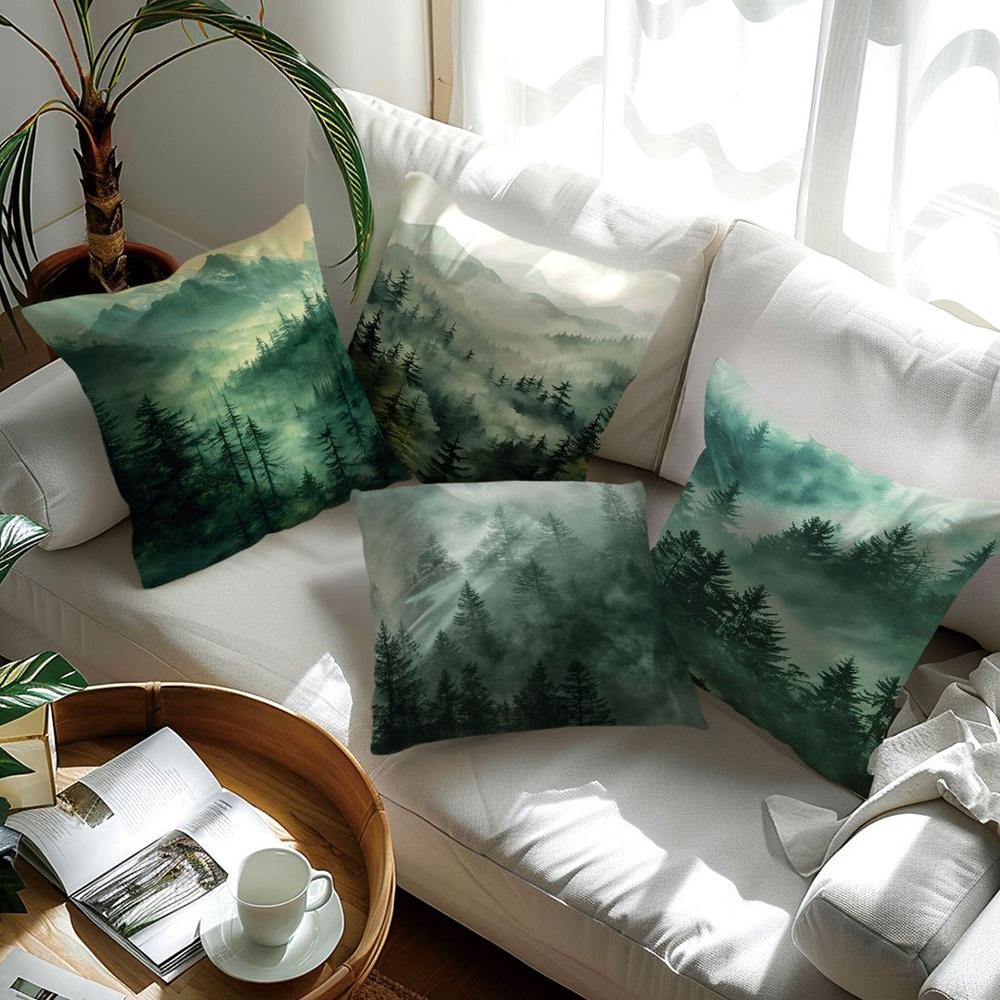Short Plush Material Pillowcasemisty Forest Landscape Printed Pillowcases For Ultimate Comfort And Style Sofa Cushion Cover Home