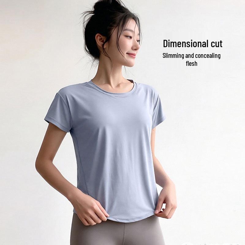 Atmungsaktives Schnelltrocknendes 3D-Schnitt-Mesh-Yoga-T-Shirt - Kurzarm