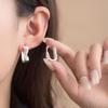 Silver Needle Geometric Heart Hoop Earrings - Retro & High-End Style for a Bold Look