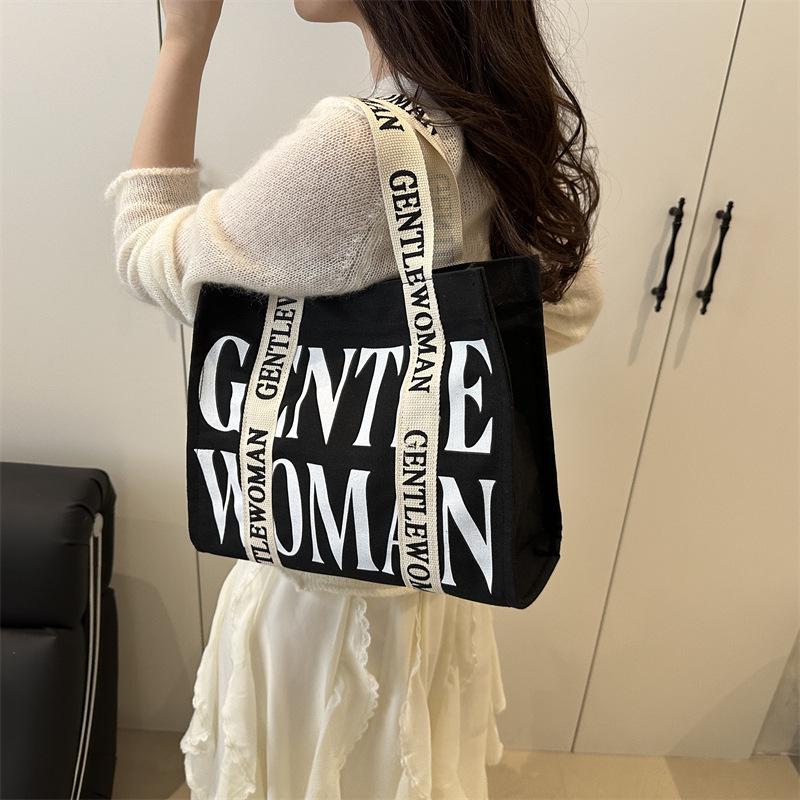 2025 Women's Color-Blocking Canvas Handbag: Trendy Crossbody & Shoulder Bag with Colorful Strap