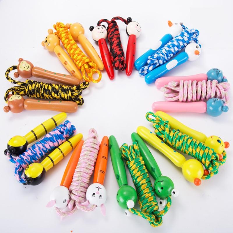 3PCS Of Children's Skipping Rope Wooden Handle Exercise Fitness Cute CartoonAnimal Skipping Rope Exercise Fitness Equipment