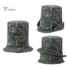 Cappello a Cilindro con Cima a Cupola Stampa Mimetica Cappello a Secchiello, Pescatora Pieghevole con Design Allacciato, Bottoni Automatici Metallici Estivi Parasole per Escursionismo all'Aperto Viaggio Abbigliamento Casual
