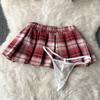 Cute Hollow Bra Plaid Miniskirt Roleplay Student Uniform Temptation Women Cosplay Schoolgirl Costumes Couples Sexy Home Clothing