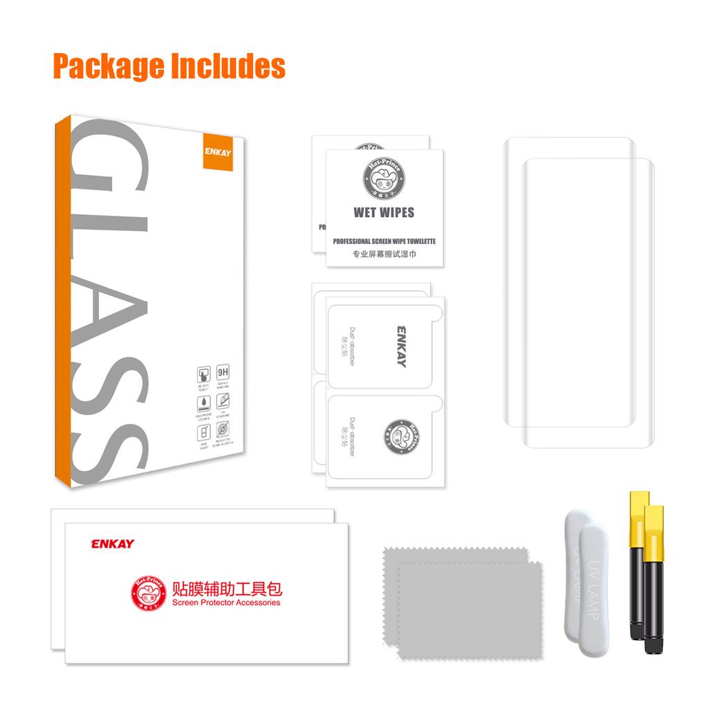 ENKAY HAT PRINCE 2Pcs For vivo X90 Pro+ 5G Screen Protector UV Full Glue Curved Sensitive Touch Film,Support Fingerprint Unlock