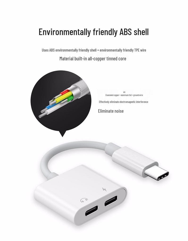 2-in-1 Dual Type-C to 3.5mm Adapter: Stream, Call, Listen & Charge