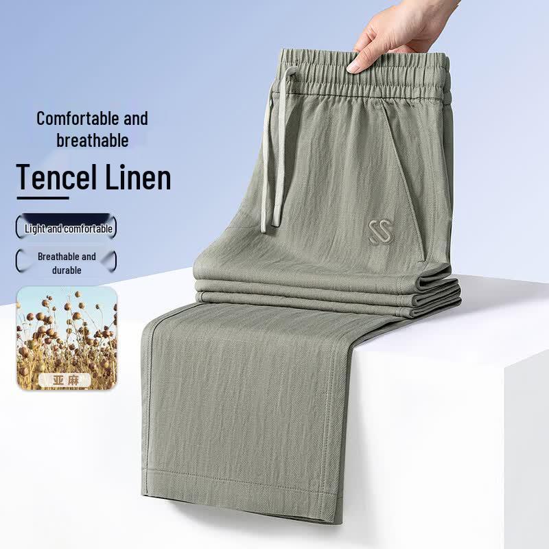 SHANSHAN Men s Tencel-Linen Straight Casual Pants L
