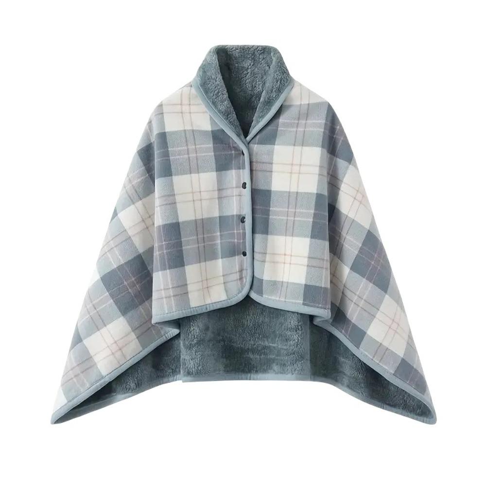 140*100cm Warm Flannel Blanket Shawl Thicken Wearable Scarf Women Retro Stripe Warm Shawl  Winter