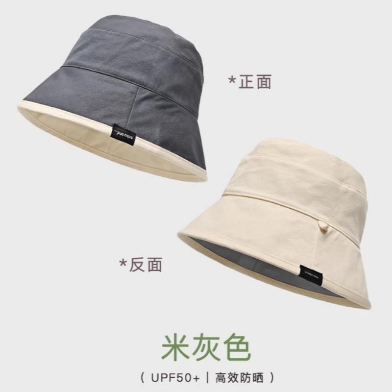 

Hat spring and summer sun protection double-sided bucket hat anti-ultraviolet sunshade sun protection basin hat sun hat average size (54-60cm) plus windbreak rope сірий колір