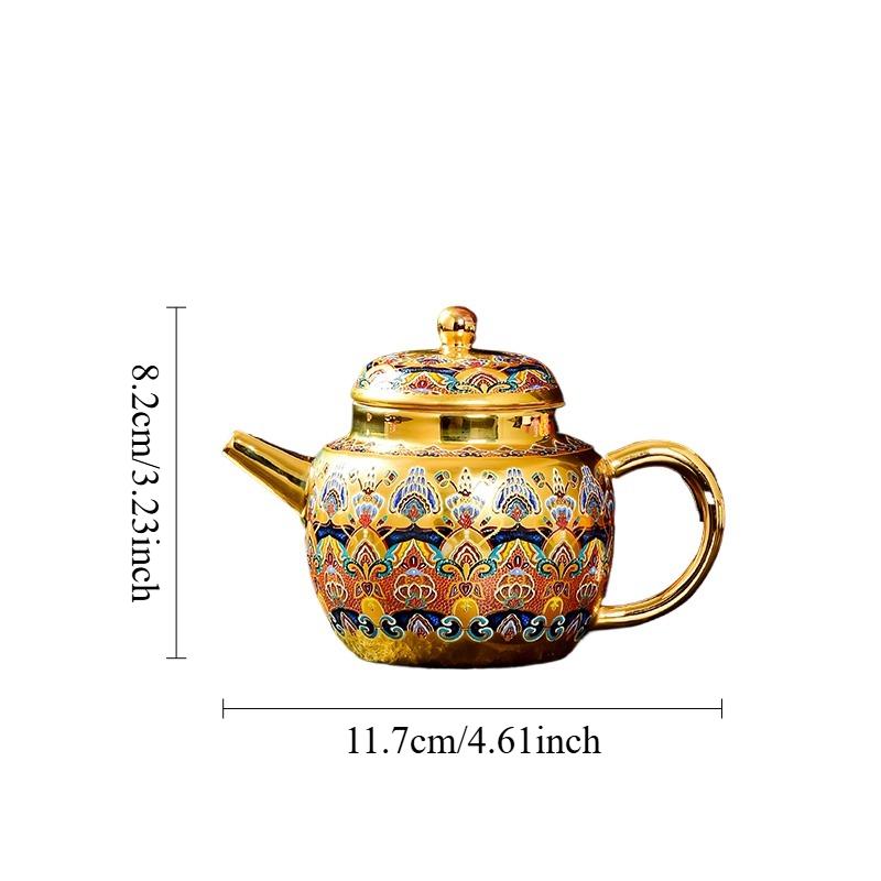 

150ml Dunhuang Impression Gilded Teapot Stacked Enamel Colored Tea Infuser Household Gold Small Capacity Ball Hole Teapot