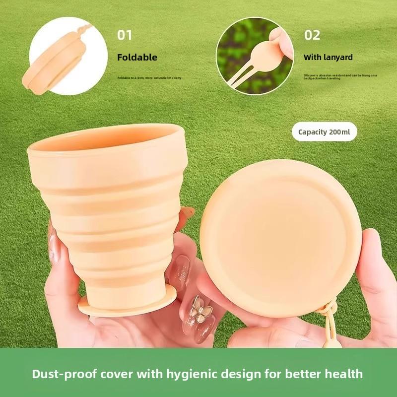 Silicone folding travel water cup outdoor water cup easy to carry water cup candy color