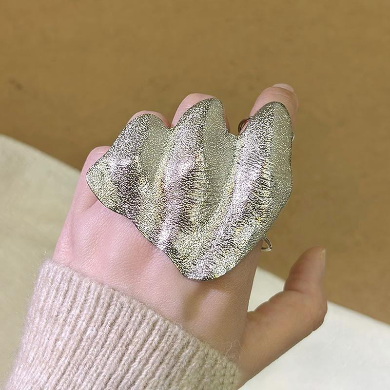 Irregular Texture Ring, Exaggerated Knuckle Ring, Artistic Wide-Band Ring, 3D Pleated Texture Design Adjustable Ring