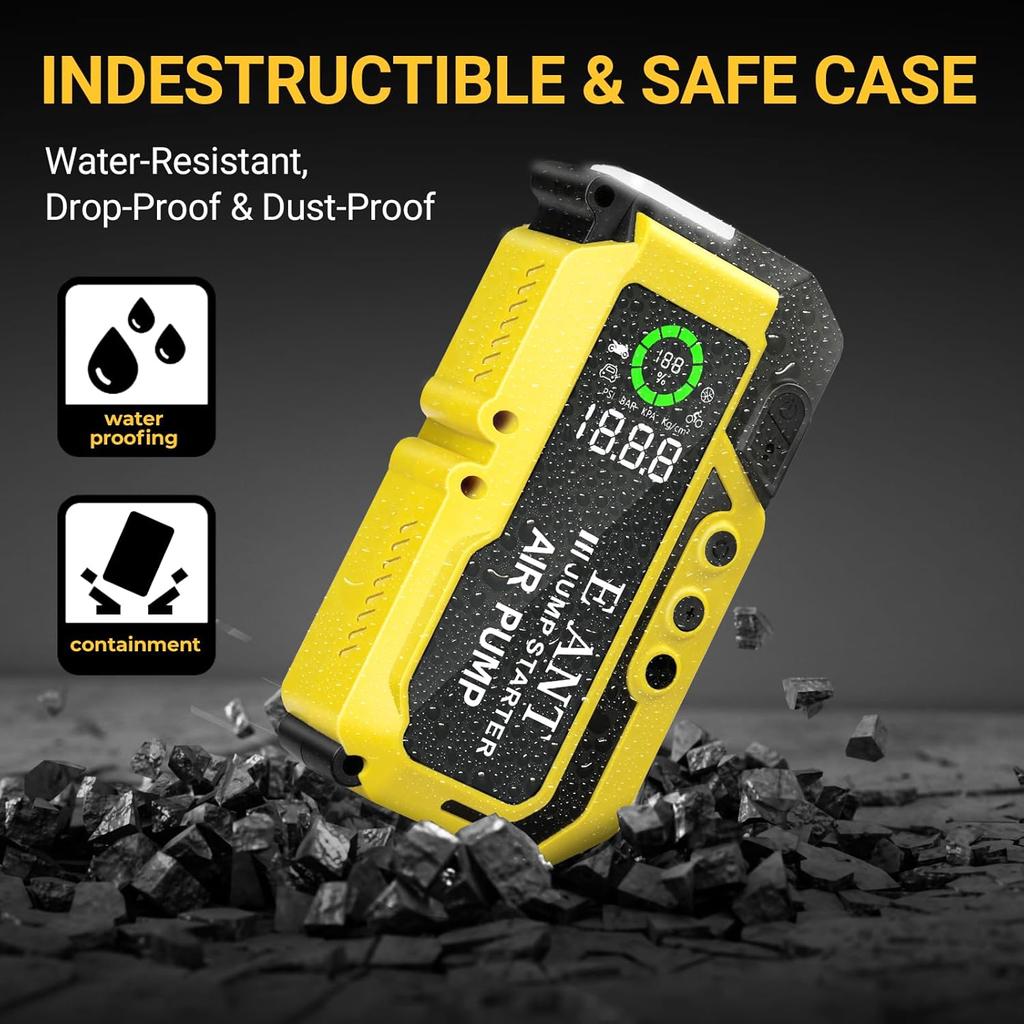 Car Battery Jump Starter with Air Compressor, 4000A Peak 150PSI Car Jump Starter Jump Box for Up to 10L Gas 8L Diesel Engine, 12V Car Battery Jumper