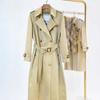 Classic Medium and Long Trench Coat for Women's Autumn New British Style Crisp Waist Coat for Women