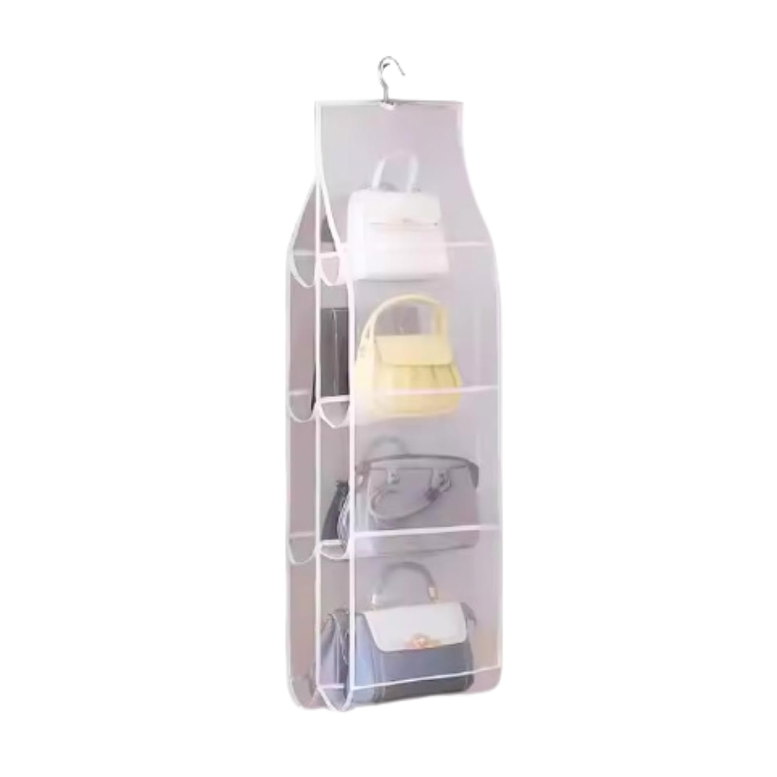 

HaOhana Bag Storage Hanging Rack for Simple Hanger Organized Storage Closet Rack 8 Closets, Double-Sided, Type, Space-Saving, Bags, (White, Pockets) белый