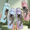 1PC Cat Paw Swatting Action Print 750ml Color Plastic Sports Water Bottle Leakproof Flip Straw Lid Suitable for Sports Office Home Use