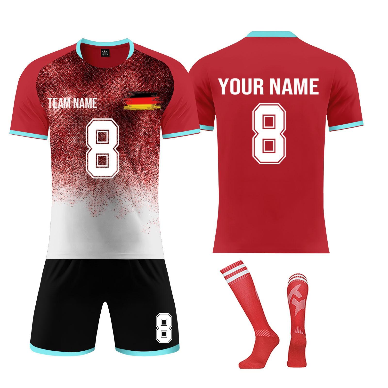 

Комплект персонализированных рубашек для мужчин и девочек с именем и номером, футбольные майки на заказ для мальчиков, тренировочный костюм XS красный