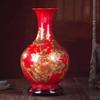 Neue chinesische Stilvase Jingdezhen Gelbe Kristallglasur Blumenvase Heimdekoration Handgefertigt Glänzend Famille Rose Vasen
