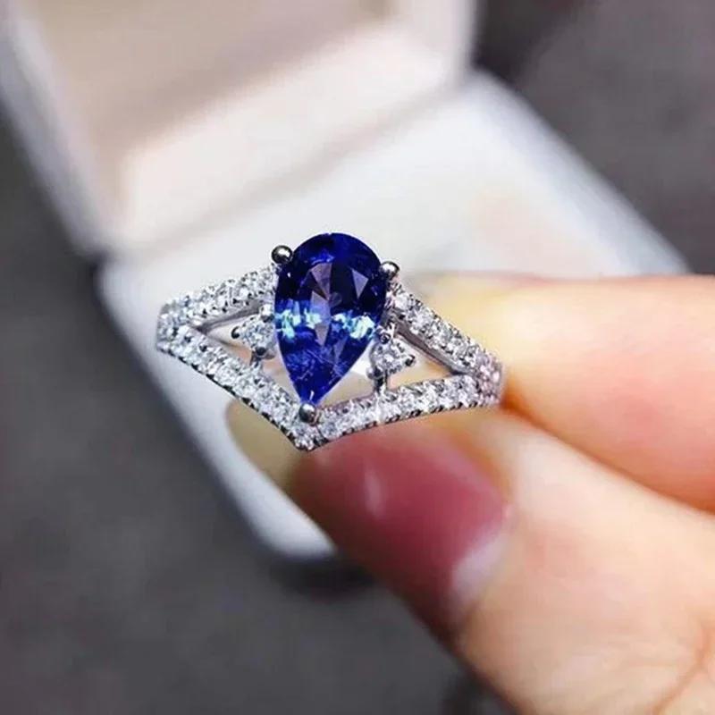 

Huitan Newly Designed Women S Rings With Blue Water Drop Cubic Zirconia Chic Wedding Party Accessories Nice Gift Fashion Jewelry 10