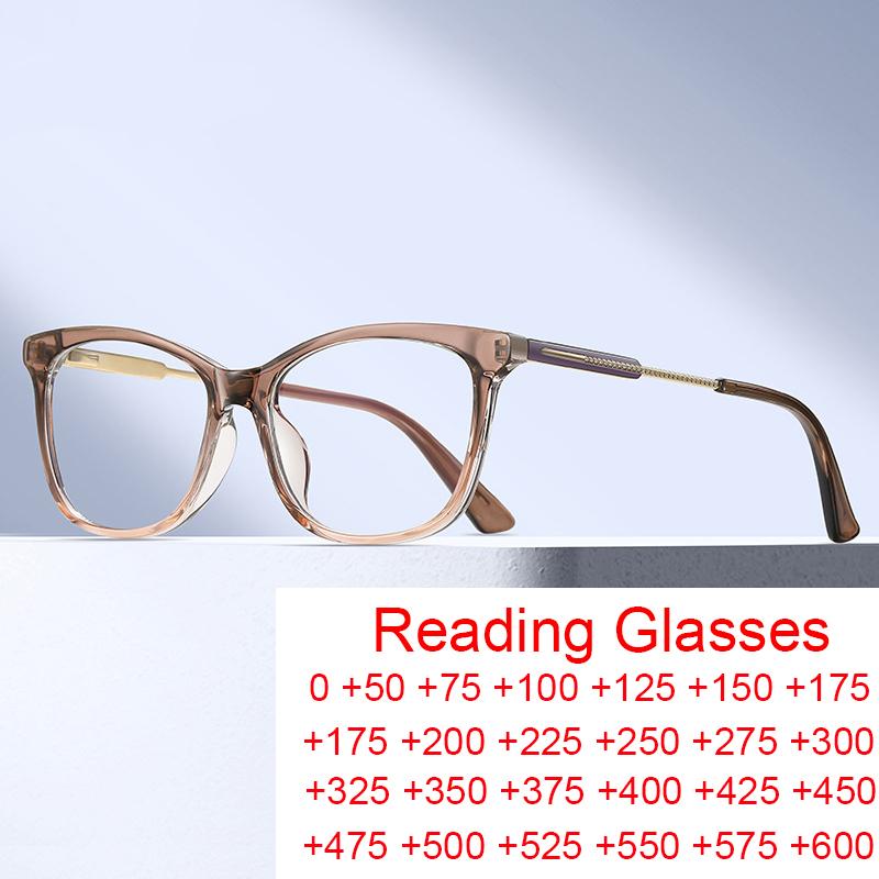 Anti-blue Light Presbyopia Eyeglasses Super Lightweight Cat-Eye Shaped Gradient Eyeglasses W-omen TR90 Stylish Casual Transparent PC Screen Glasses