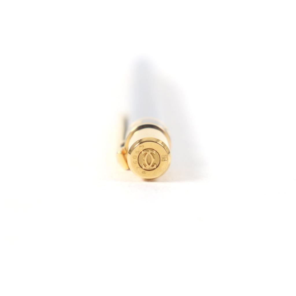 Excellent Cartier Ballpoint pen Logo engraved twist style Silver gold mens Used