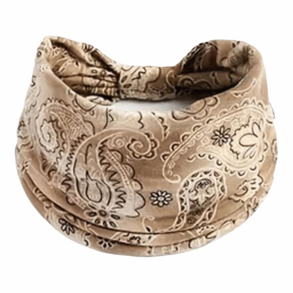 Elastic Knot Turban Headwrap Bohemian Print Workout Headband Soft Yoga Bandana for Dance Biker 1
