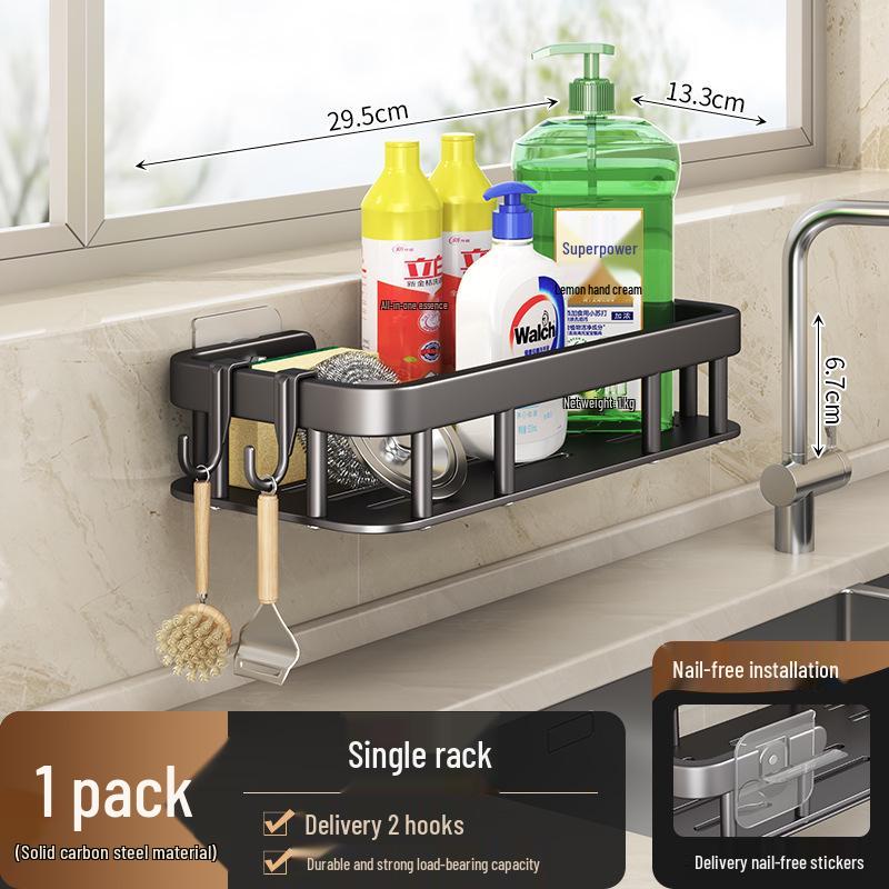 Punch-Free Kitchen Sink Organizer: Multifunctional Dishcloth and Sponge Rack