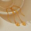 Fashion Jewelry 925 Sterling Silver Long Earring Heart Shape with Zircon Long Tassel Chain Gold Plated Ear Wire Earrings Women
