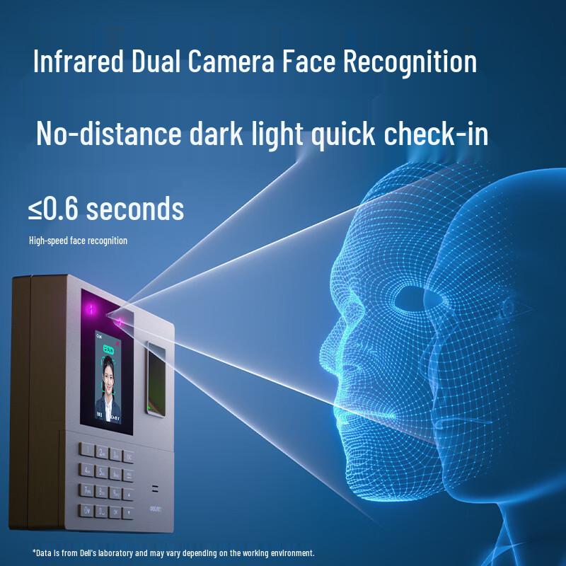 Deli 13855 Contactless Palm Vein, Facial & Fingerprint Time Clock CN Plug (adapter Included)