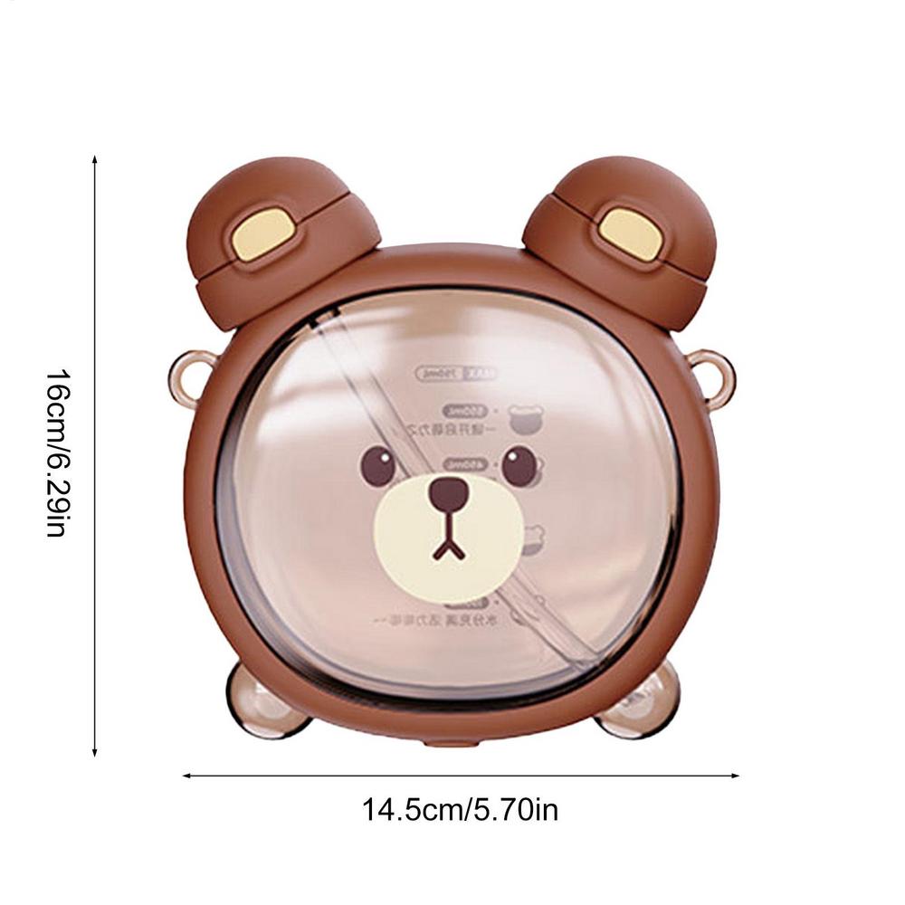 

Cute Bear Cup LeakProof Double Drinking Mouth 750ml With Straw Drink Bottle Cartoon Water Bottle For Kid Outdoor Drinking Kettle 750ml коричневий