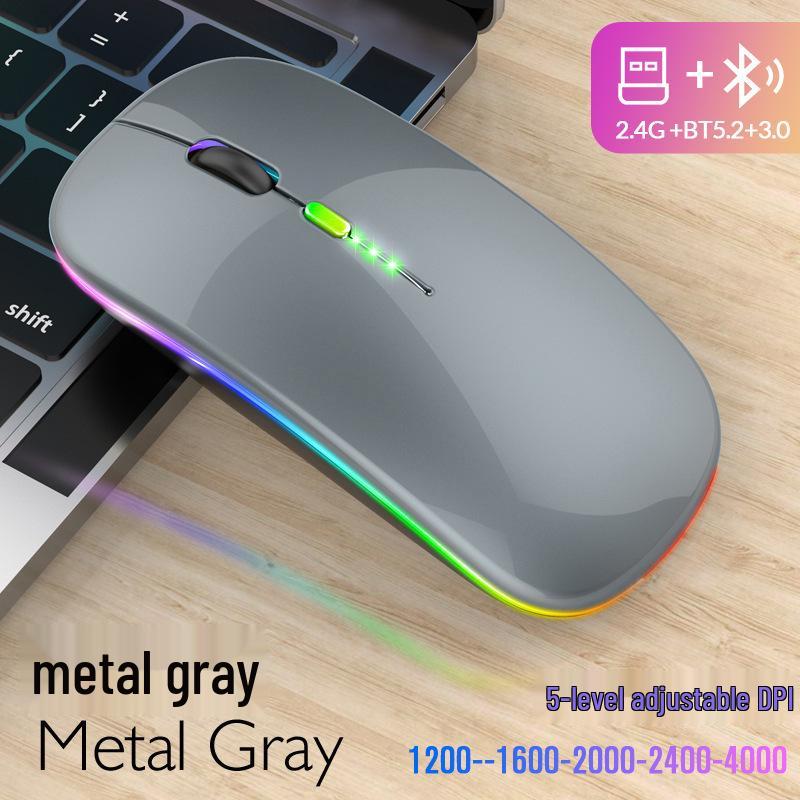 Dual-Mode Bluetooth & 2.4G Silent Optical Mouse with Power Display for Desktops and Laptops