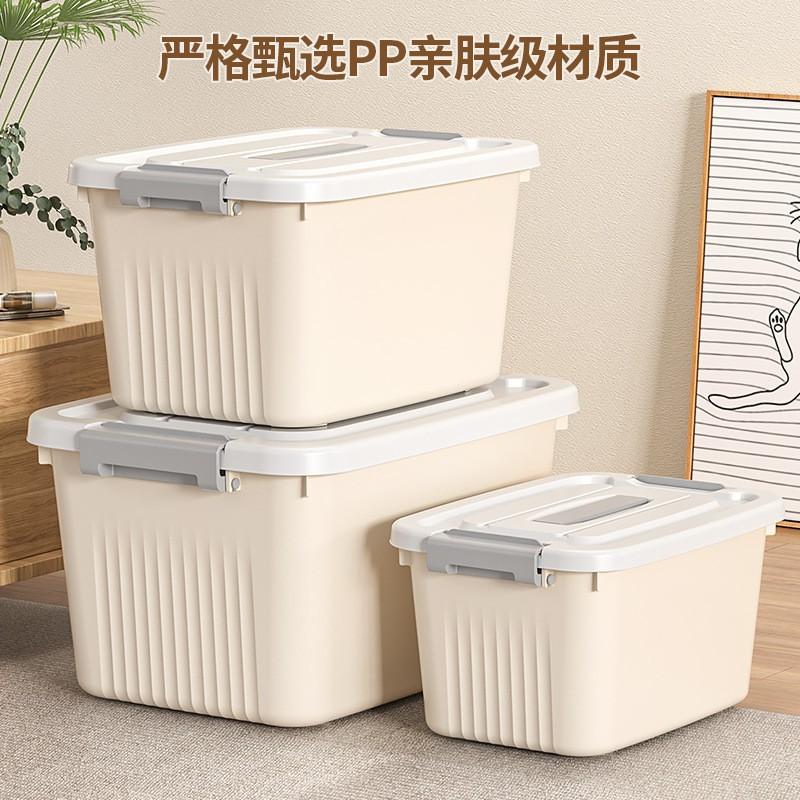 Large Capacity Plastic Storage Box With Lid Handheld Organizer Clothes Toys Snacks Books Bedroom Use