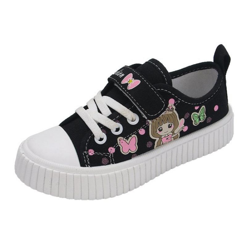 Fashion Children's Cartoon Canvas Girls Flat Casual Running Board Shoes