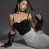 Beaded Flower Vest Fish Bone Suspender French Lace Mesh Top with Chest Pad Short Style Outside Wear Base Wrapped Breast