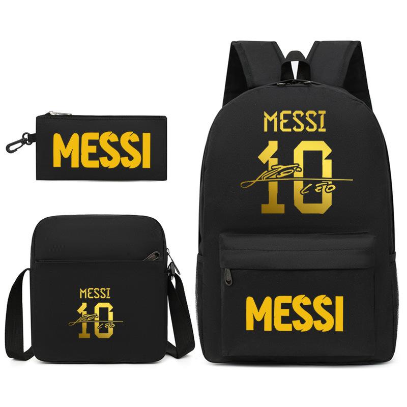Large Capacity Schoolbag with Shoulder Strap; Student Three-piece Pencil Case Set