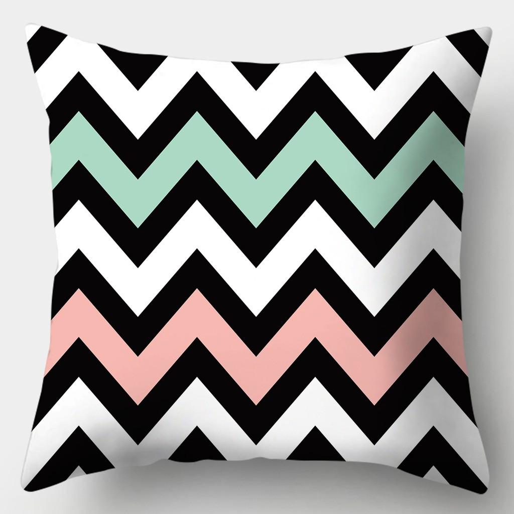 Pink Plaid Pillowcase Square Sofa Pillowcase Striped Plaid Cushion Cover