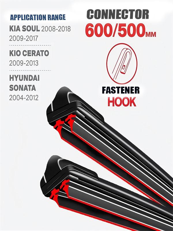 Hook Wiper Blades 600/500mm (24 +20 ) for Kia Soul, Cerato & Hyundai Sonata чёрный