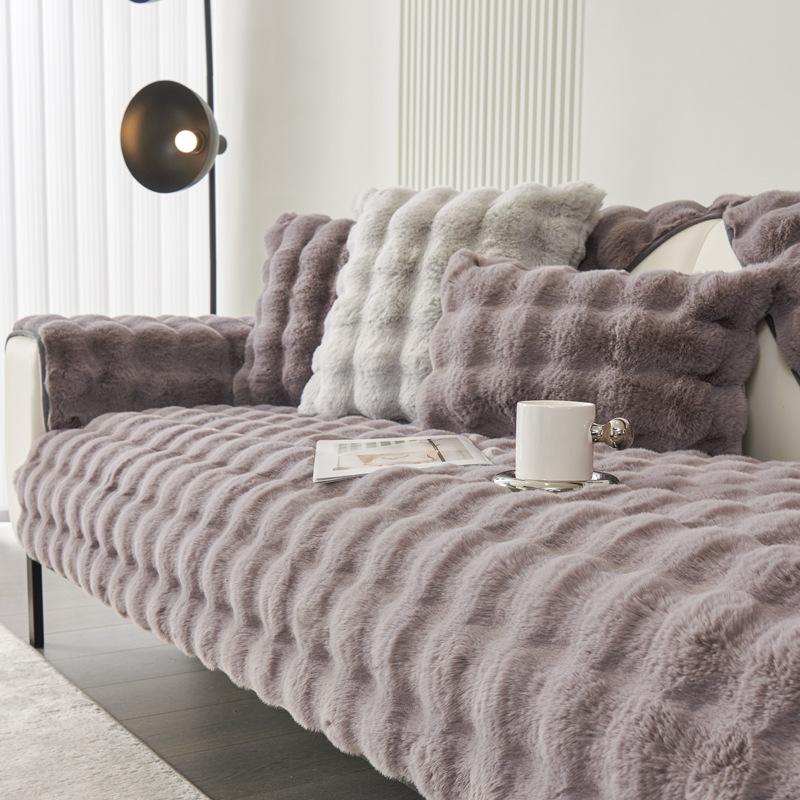 

Утолщенный плюшевый чехол для дивана Зимний кролик плюшевая теплая диванная подушка нескользящая подушка для спинки дивана пылезащитное украшение мягкий удобный 70X70cm 1pc