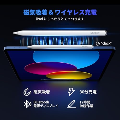 UGREEN iPad Pencil, Wireless/Type-C Fast Charging, Stylus Pen, Apple Pencil Replacement, Magnetic Charging, iPad Pencil Compatible with iPad/Air/mini/