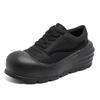Fashion Black and white casual men's shoes High quality genuine leather Leisure outdoor street walking trendy youth shoes Thick soled