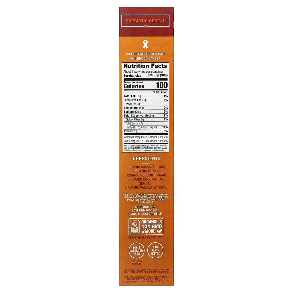 Lovebird, Grain-Free Cereal, Honey O's, 198g (7oz)
