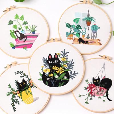 Katze Muster Stickerei Set Stickerei DIY Paket 20cm Stickrahmen Handgemacht Nähen Handwerk