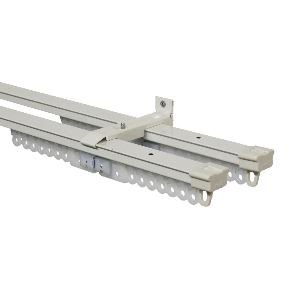 Toso Curtain Rail, Double, 1.1m-2.0m, Retractable, White, Ceiling Mount, Front Mount, 30003689